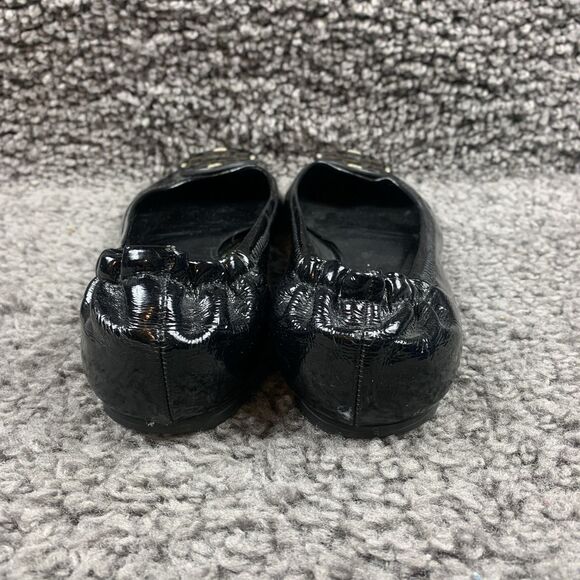 TORY BURCH Reva Ballerina Ballet Flats Black Patent Leather Size 8 M - Picture 3 of 8